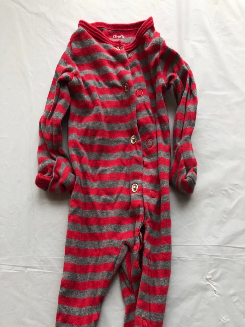NB Carter's Footie PJ's; Red & Gray Horizontal Stripes; Bundle & save!!